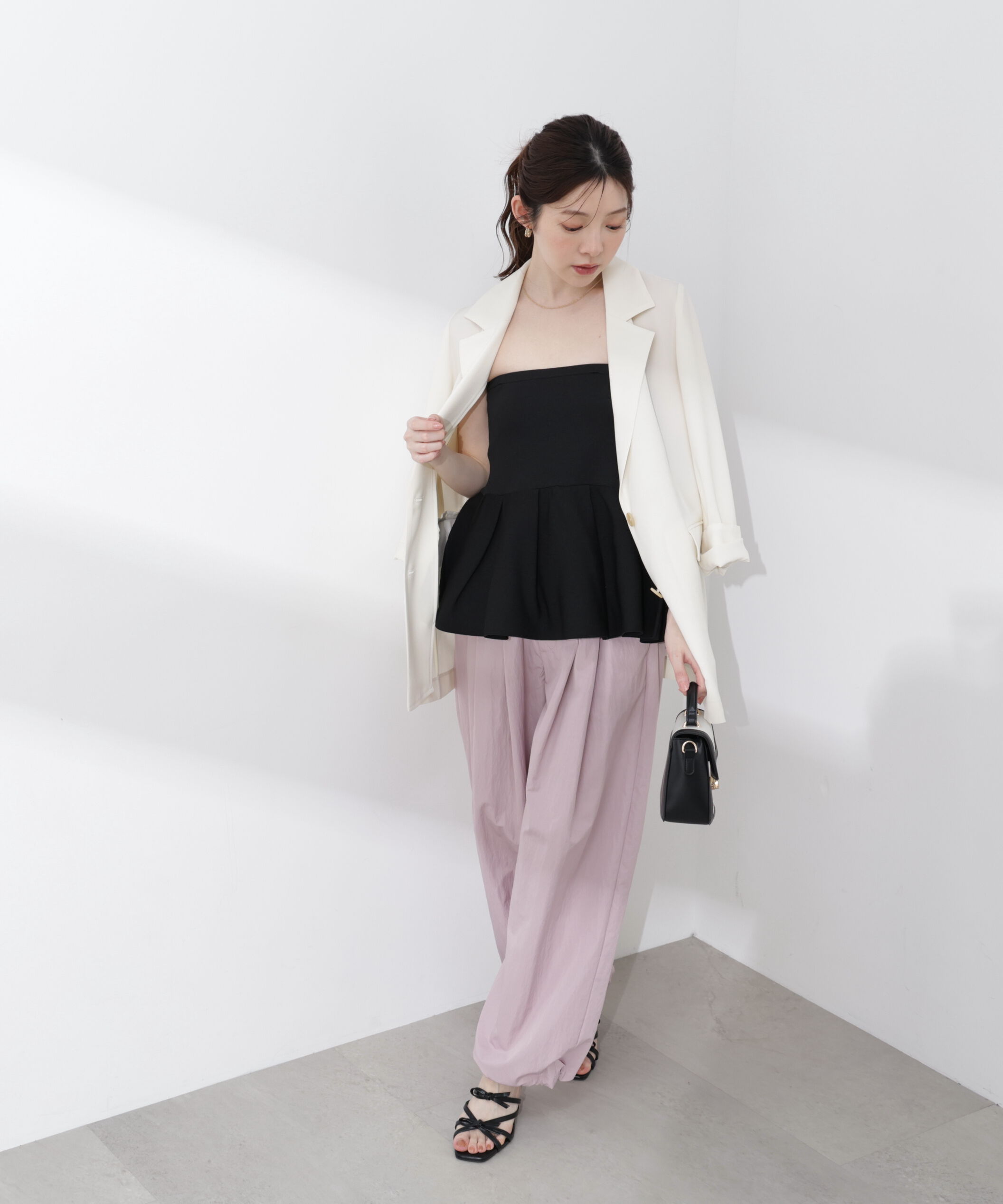 PROPORTION BODY DRESSING「〈a/mie〉ペプラムニットビスチェ 26SS」|カーディガン|