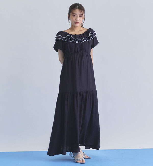 archives「配色メローバックリボン２ｗａｙオフショルワンピース」|ワンピース|BLACK