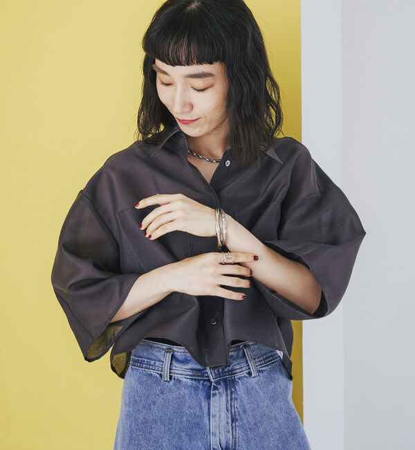 Doux archives「オーガンジークロップドシャツ」|シャツ・ブラウス|