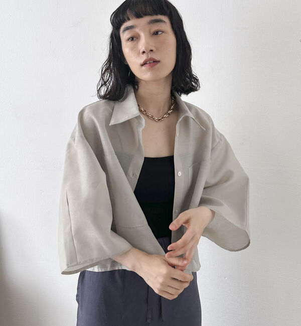 Doux archives「オーガンジークロップドシャツ」|シャツ・ブラウス|BEIGE