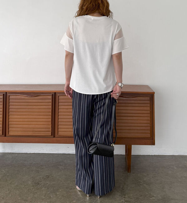 Doux archives「【接触冷感・吸水速乾】袖シアー切替カットソー」|Tシャツ・カットソー|