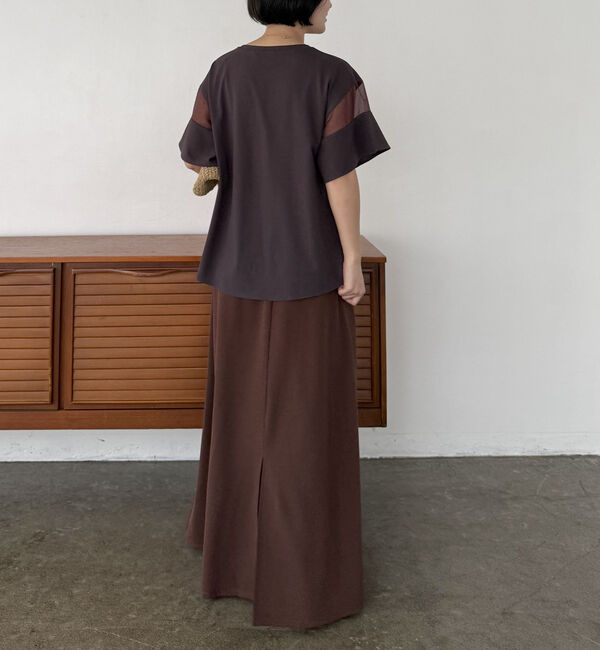 Doux archives「【接触冷感・吸水速乾】袖シアー切替カットソー」|Tシャツ・カットソー|