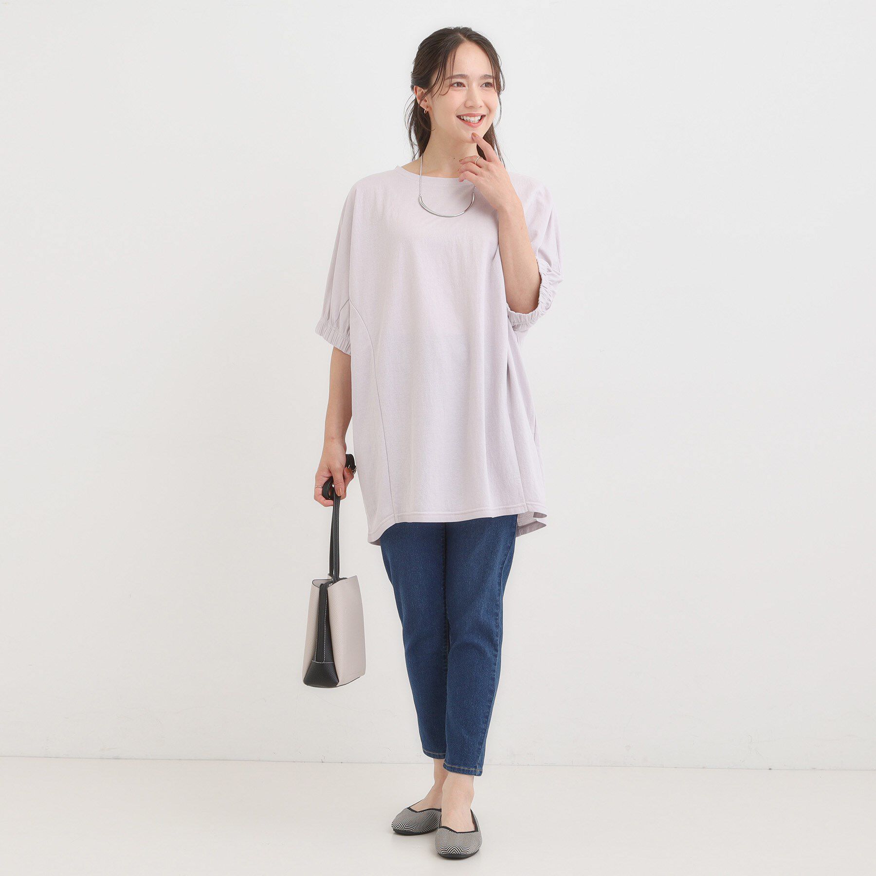 SHOO･LA･RUE「【S-LL/体型カバー】さらさらタッチが心地よい コクーンシルエットチュニック」|チュニック|