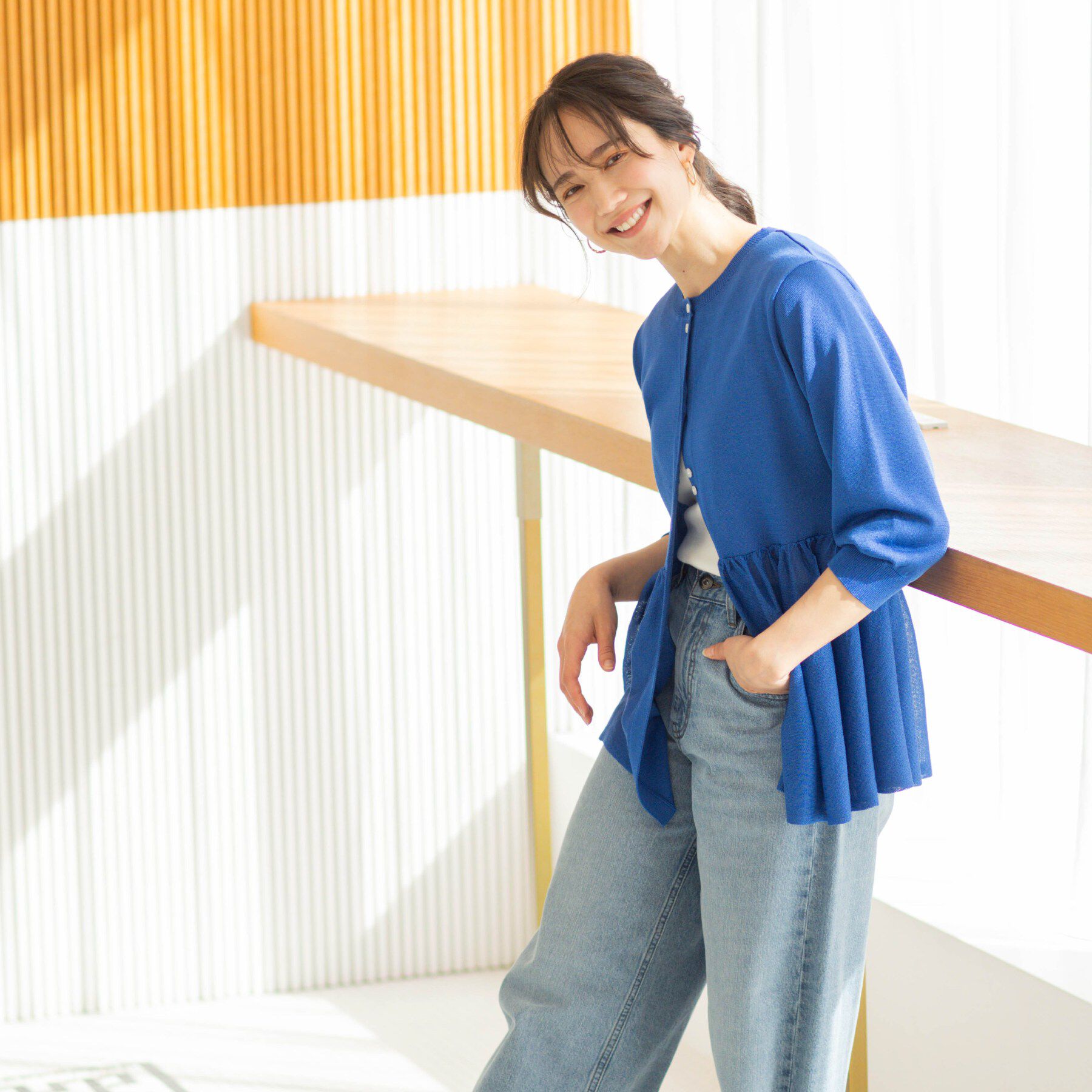 SHOO･LA･RUE「七分袖ペプラムニットカーディガン」|カーディガン|
