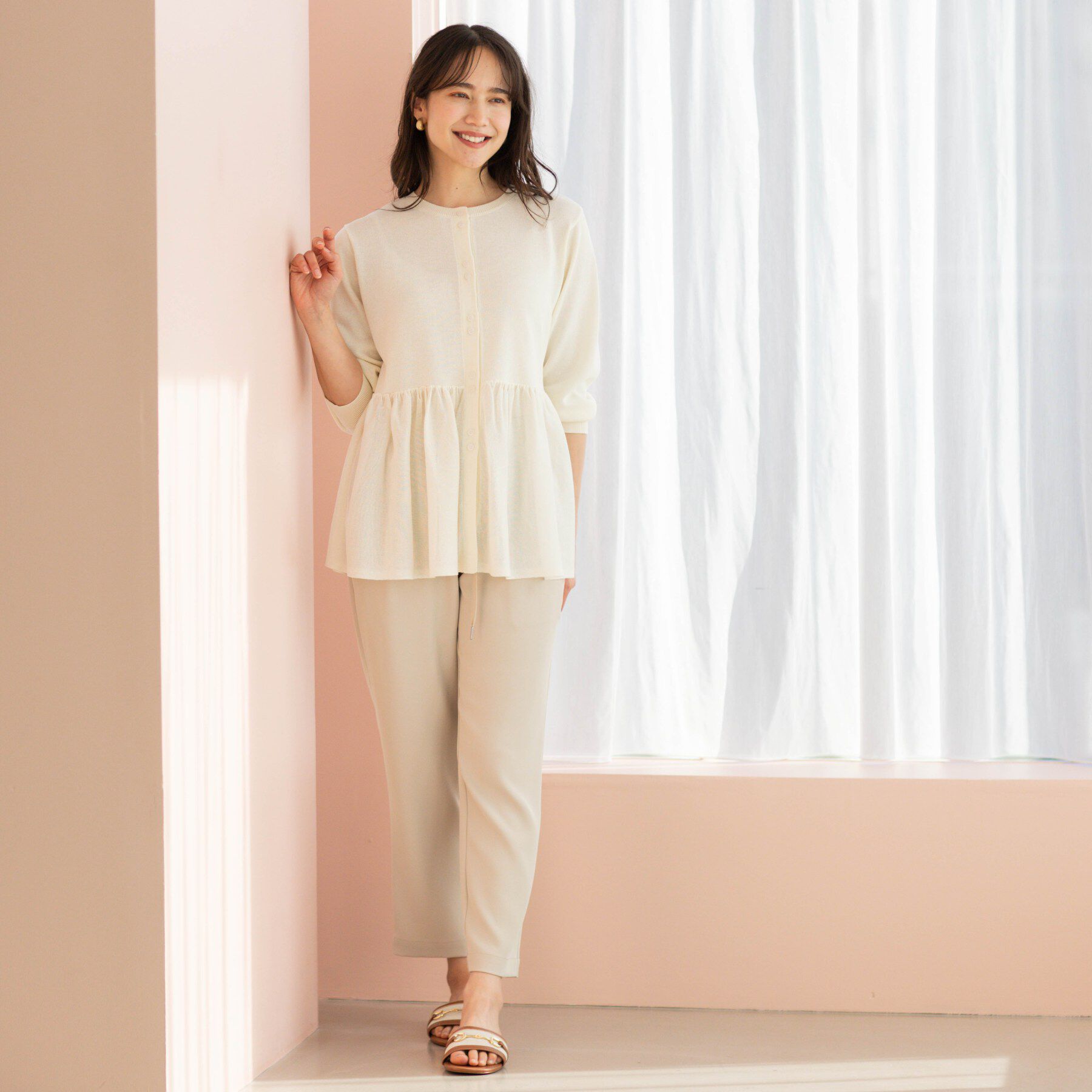 SHOO･LA･RUE「七分袖ペプラムニットカーディガン」|カーディガン|