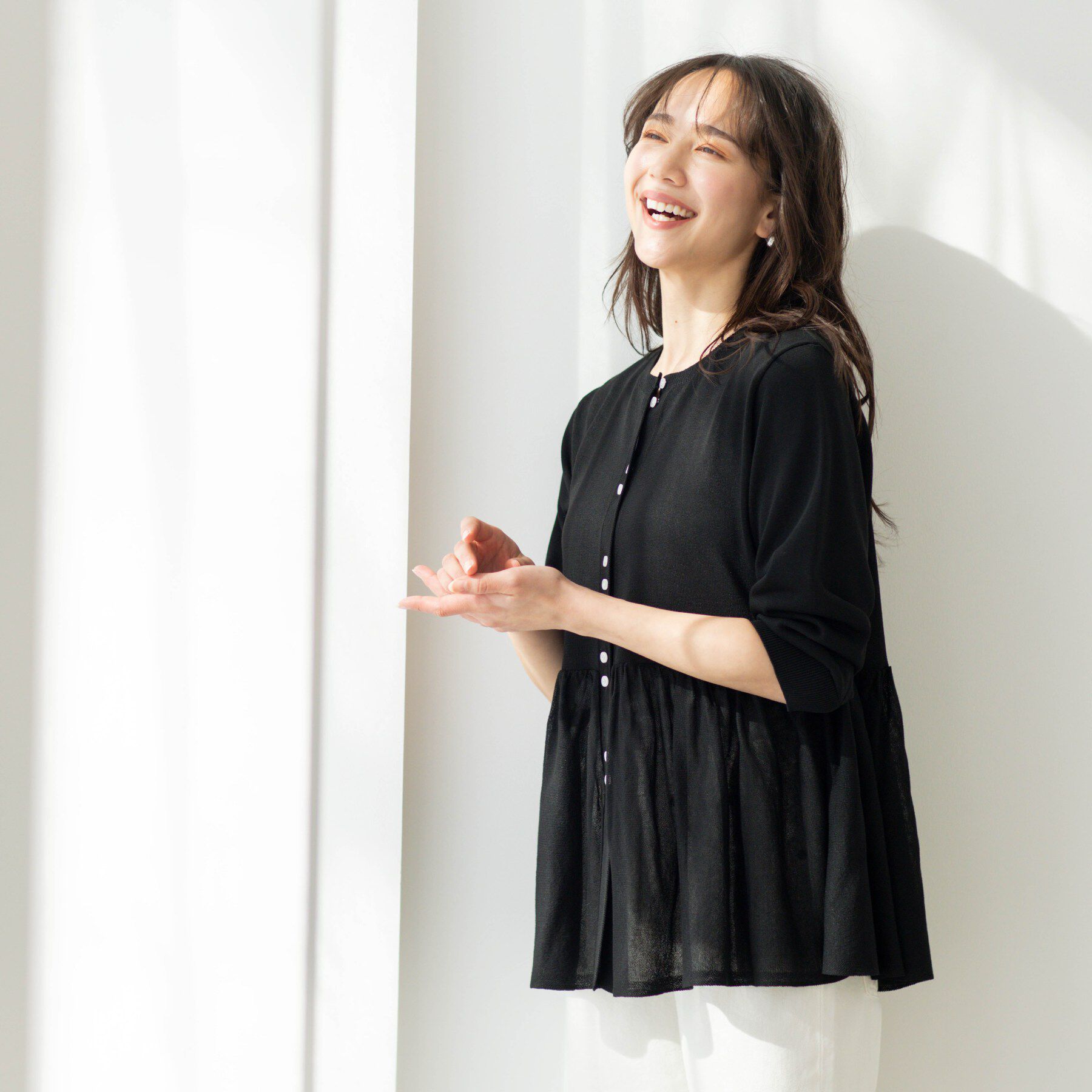 SHOO･LA･RUE「七分袖ペプラムニットカーディガン」|カーディガン|