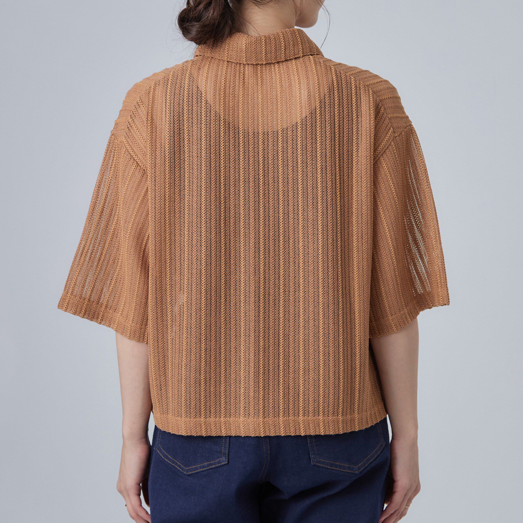 SHOO･LA･RUE「【洗濯機可/S-LL】軽やかで涼しげな 透かしレース風前開きシャツ」|シャツ・ブラウス|