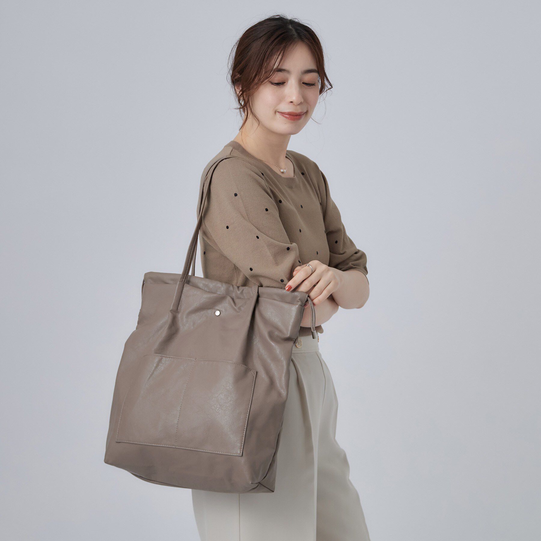 SHOO･LA･RUE「つまみハンドル巾着トートバッグ」|トートバッグ|