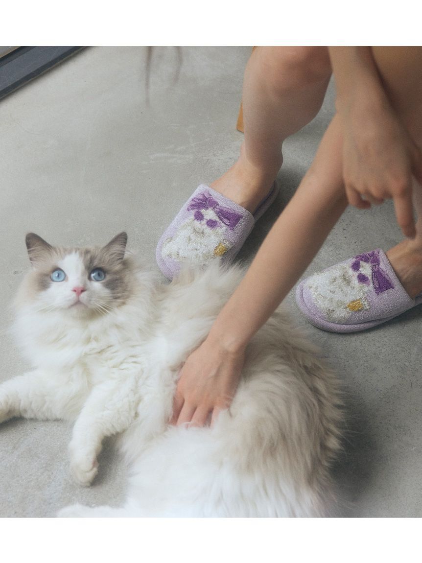 SNIDEL HOME「セレブバスキャットニットルームシューズ」|ルームシューズ|