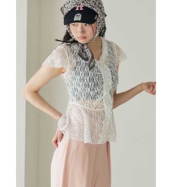 LAGUNAMOON「レースフリルペプラムトップス」|Tシャツ・カットソー|