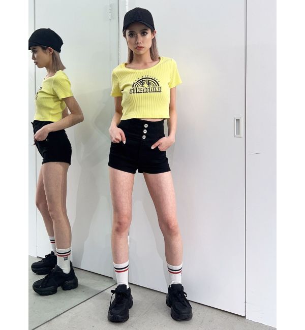 GYDA「ハイウエストボタン stretchy カラーショートパンツ」|その他|