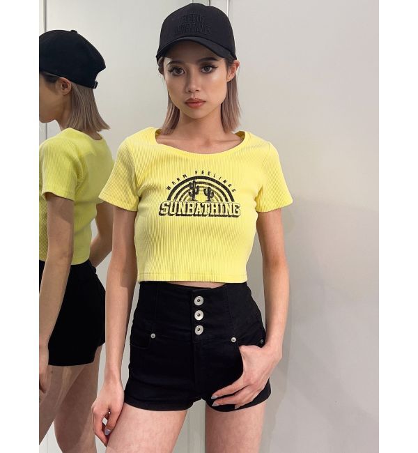 GYDA「ハイウエストボタン stretchy カラーショートパンツ」|その他|