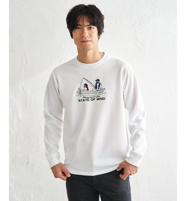 ikka「ポンチ刺繍ロンT」|Tシャツ・カットソー|ホワイト