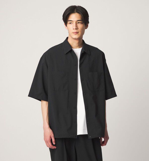 UNITED ARROWS「DotAir ドットエア サッカー ダブルポケットシャツ　吸水速乾」|シャツ・ブラウス|BLACK