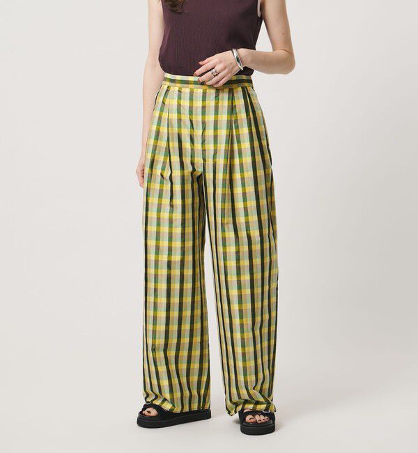 UNITED ARROWS「カラー ギンガムチェック パンツ ‐ウォッシャブル‐」|チノ|YELLOW