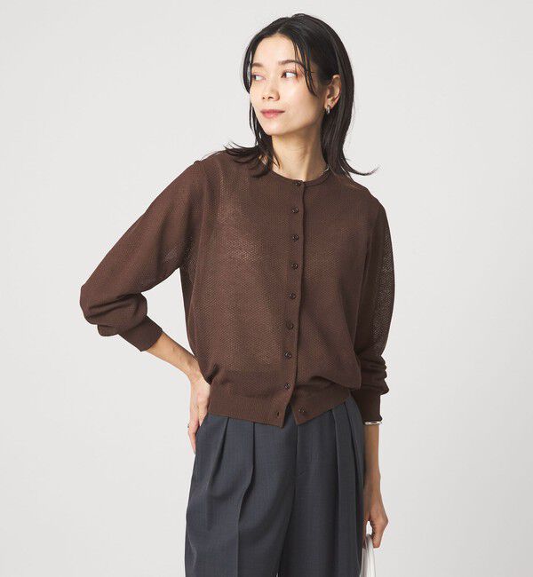 UNITED ARROWS green label relaxing「ハニカム クロップド ニット カーディガン」|カーディガン|DK.BROWN