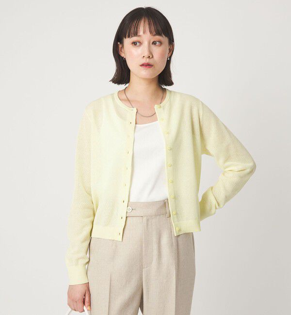 UNITED ARROWS green label relaxing「ハニカム クロップド ニット カーディガン」|カーディガン|YELLOW