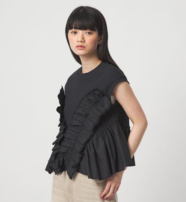 EMMEL REFINES「＜EMMEL REFINES＞EM テレコフリル ギャザー プルオーバー」|Tシャツ・カットソー|