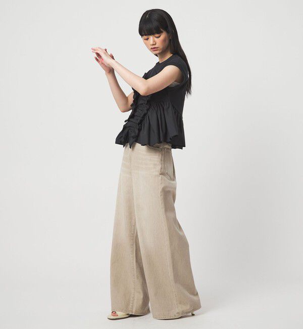 EMMEL REFINES「＜EMMEL REFINES＞EM テレコフリル ギャザー プルオーバー」|Tシャツ・カットソー|