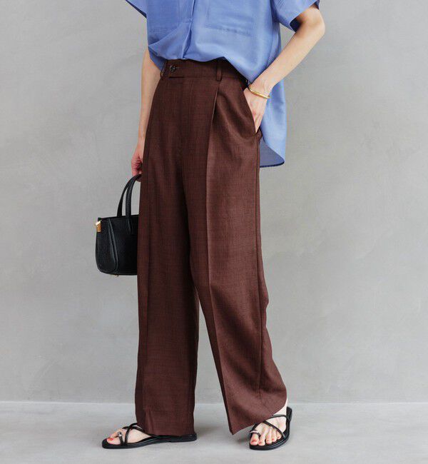 UNITED ARROWS green label relaxing「［size SHORT/TALLあり］ライト リネンライク ストレート パンツ UVカット 通気性」|スラックス|