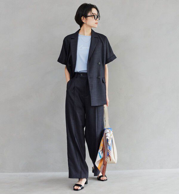 UNITED ARROWS green label relaxing「［size SHORT/TALLあり］ライト リネンライク ストレート パンツ UVカット 通気性」|スラックス|