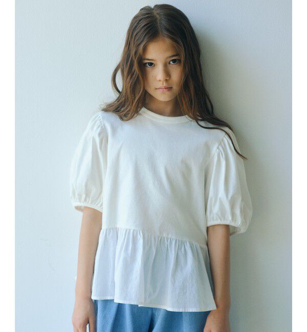 UNITED ARROWS green label relaxing「【スタメンシリーズ】パフスリーブ Tシャツ / キッズ  100cm-160cm」|Tシャツ・カットソー|OFF WHITE