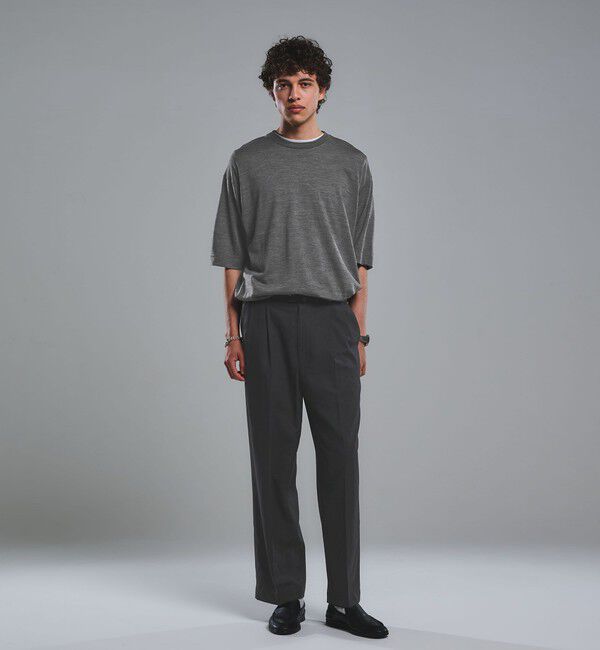 UNITED ARROWS green label relaxing「FINE BASIC ハシゴ Super100&rsquo;s ウール 半袖 Tシャツ」|Tシャツ・カットソー|