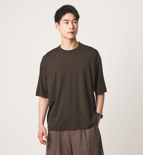 UNITED ARROWS green label relaxing「FINE BASIC ハシゴ Super100&rsquo;s ウール 半袖 Tシャツ」|Tシャツ・カットソー|