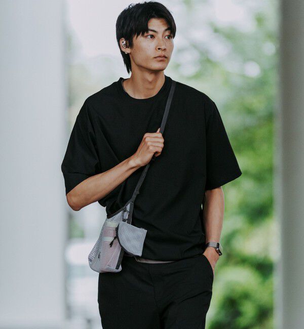 UNITED ARROWS green label relaxing「Dot Air ドローコード クルーネック 半袖 Tシャツ -ストレッチ-」|Tシャツ・カットソー|BLACK