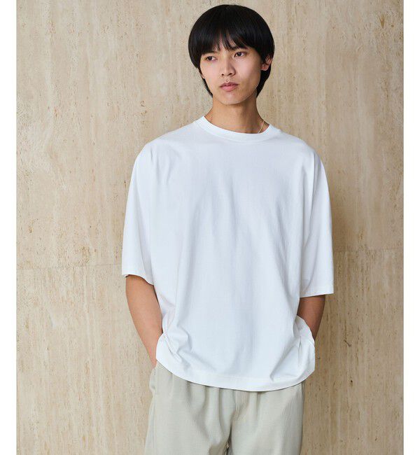 UNITED ARROWS green label relaxing「ドルマンスリーブ クルーネック 半袖Tシャツ -UVカット・接触冷感・遮熱-」|Tシャツ・カットソー|WHITE