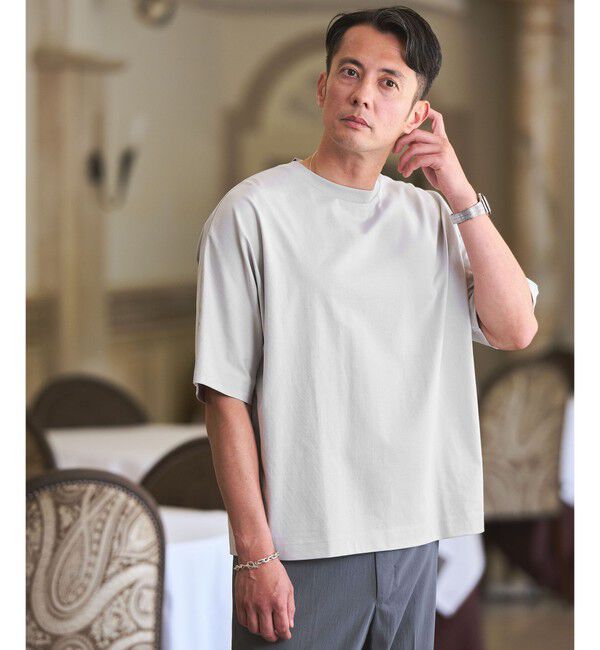 UNITED ARROWS green label relaxing「ドルマンスリーブ クルーネック 半袖Tシャツ -UVカット・接触冷感・遮熱-」|Tシャツ・カットソー|LT.GRAY