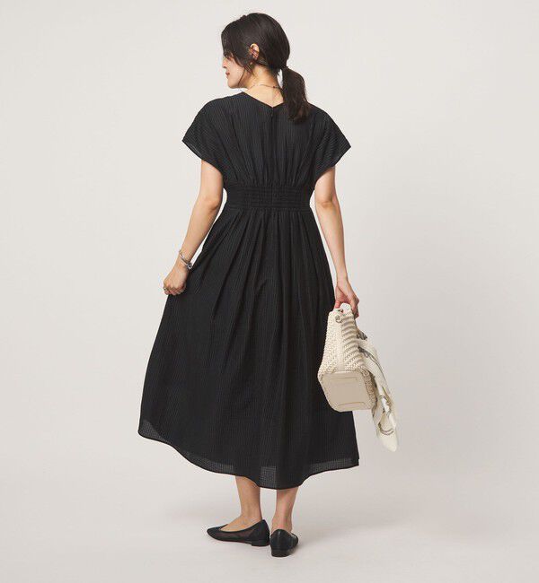 UNITED ARROWS green label relaxing「シアー チェック フレンチスリーブ ワンピース」|ワンピース|