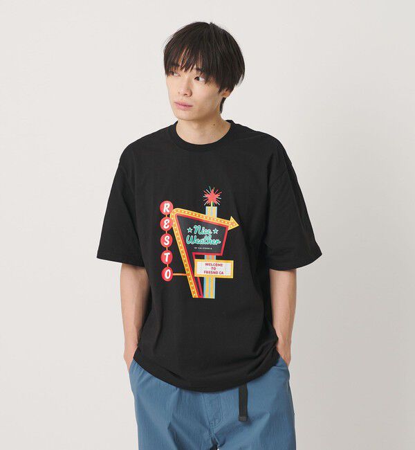 NICE WEATHER「＜NICE WEATHER＞FRESNOプリント Tシャツ」|Tシャツ・カットソー|BLACK