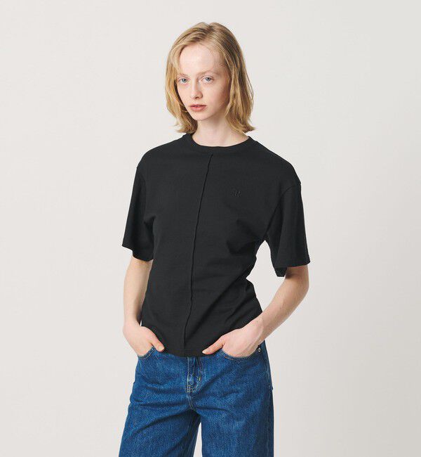ER「＜ER＞コットン ウエスト シェイプ Tシャツ」|Tシャツ・カットソー|BLACK