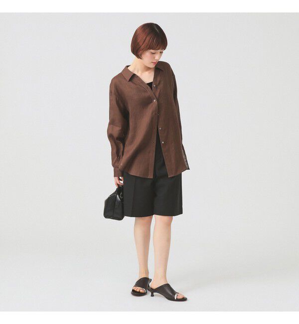 Ray BEAMS 「リネン スキッパー シャツ     26SS  日除け 紫外線対策 冷房対策 洗える 夏コーデ レジャー 麻」|シャツ・ブラウス|