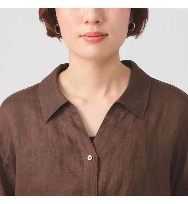 Ray BEAMS 「リネン スキッパー シャツ     26SS  日除け 紫外線対策 冷房対策 洗える 夏コーデ レジャー 麻」|シャツ・ブラウス|