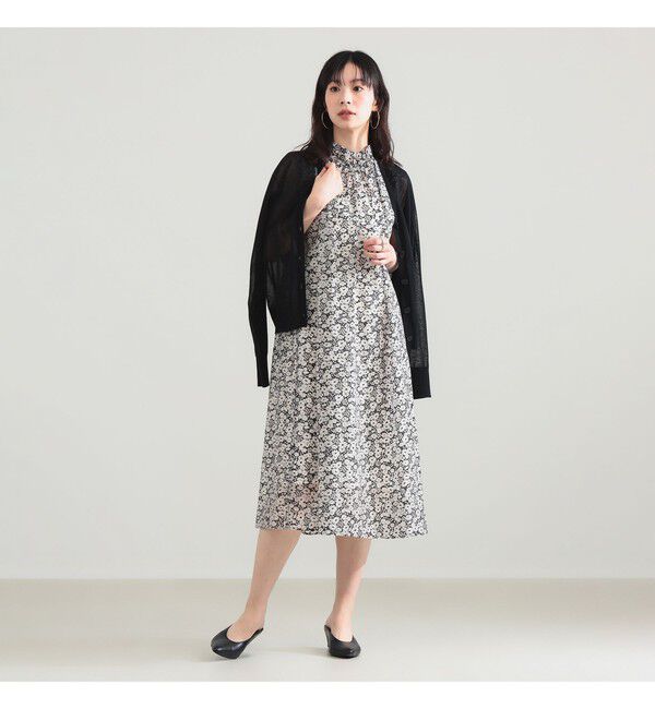 Demi-Luxe BEAMS 「フラワー フリルネック ノースリーブ ワンピース」|ワンピース|