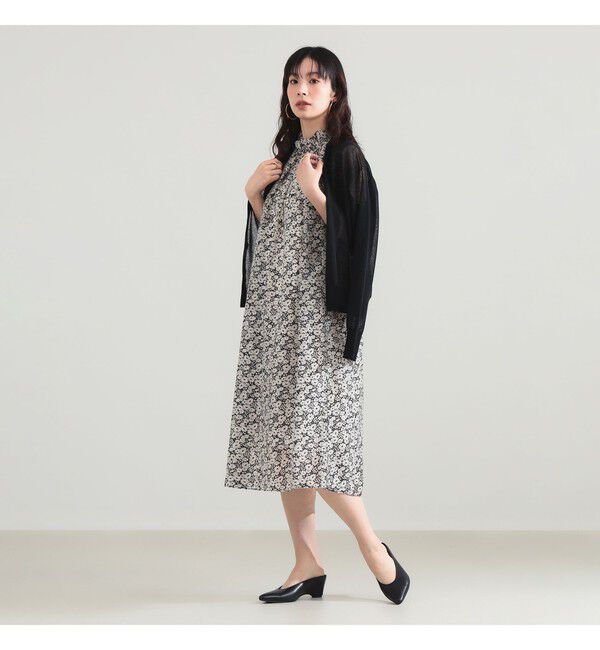 Demi-Luxe BEAMS 「フラワー フリルネック ノースリーブ ワンピース」|ワンピース|