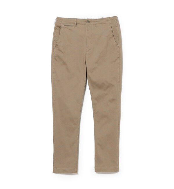 BEAMS「コットンピケ ストレッチ テーパード パンツ【スリムフィット】」|チノ|BEIGE