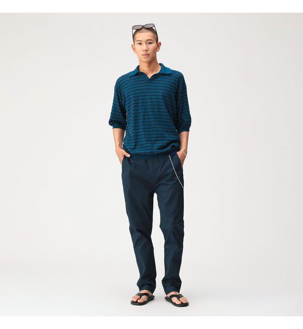 BEAMS「コットンピケ ストレッチ テーパード パンツ【スリムフィット】」|チノ|