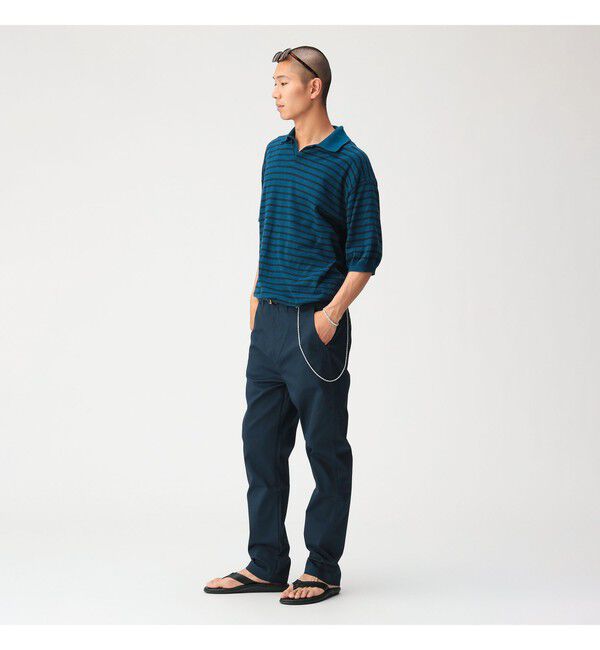 BEAMS「コットンピケ ストレッチ テーパード パンツ【スリムフィット】」|チノ|