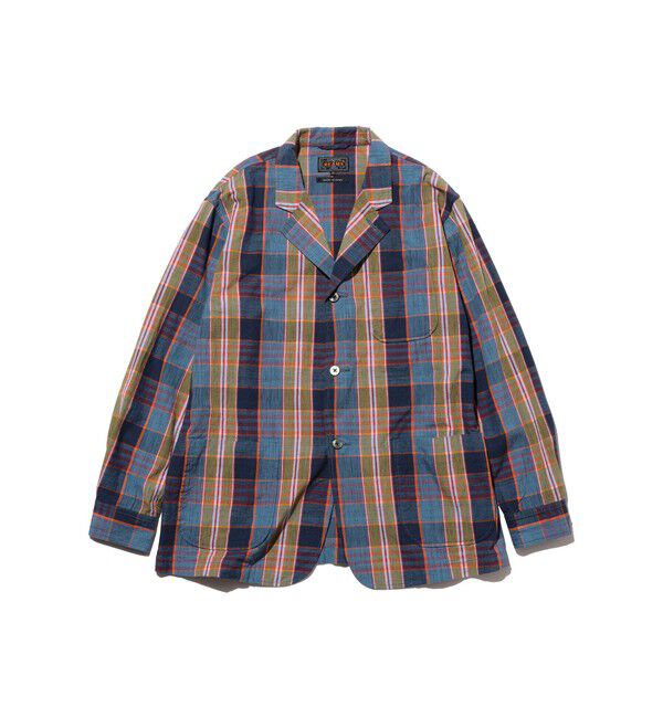 BEAMS PLUS「4B Cuffs Jacket Heavy Madras」|テーラードジャケット|NAVY
