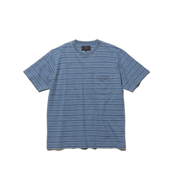 BEAMS PLUS「Pocket Tee Indigo Stripe」|Tシャツ・カットソー|SAX