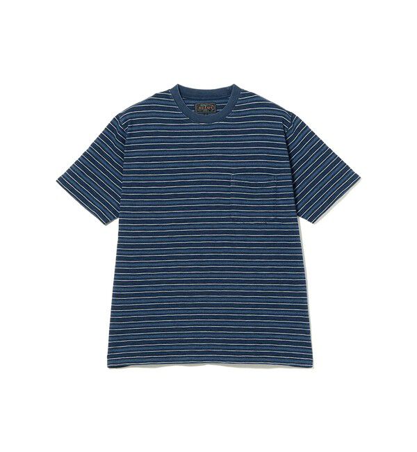 BEAMS PLUS「Pocket Tee Indigo Stripe」|Tシャツ・カットソー|