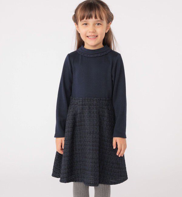 SHIPS KIDS「SHIPS KIDS:100～130cm / リブ&times;ファンシー ツイード ワンピース」|ワンピース|