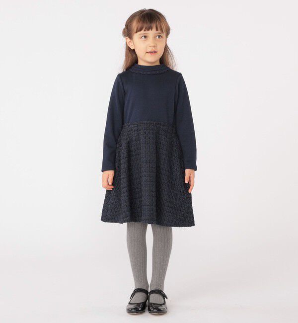 SHIPS KIDS「SHIPS KIDS:100～130cm / リブ&times;ファンシー ツイード ワンピース」|ワンピース|