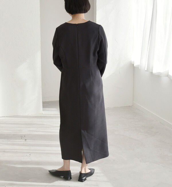 quaranciel「quaranciel:〈洗濯機可能〉ダブルクロス スクエアネック ロング ワンピース（セットアップ対応）」|ワンピース|