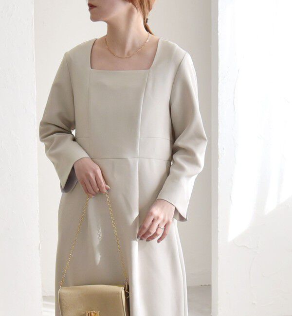 quaranciel「quaranciel:〈洗濯機可能〉ダブルクロス スクエアネック ロング ワンピース（セットアップ対応）」|ワンピース|