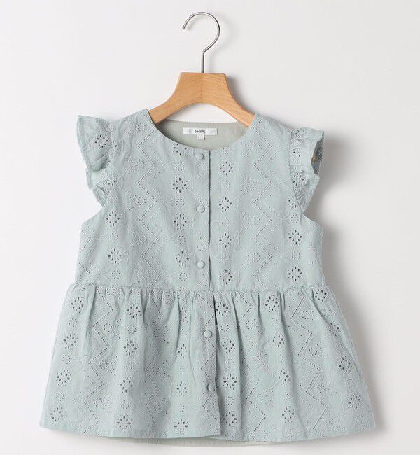 SHIPS KIDS「SHIPS KIDS:140～150cm / レース エンブロイダリー ペプラム ブラウス」|シャツ・ブラウス|ライトブルー