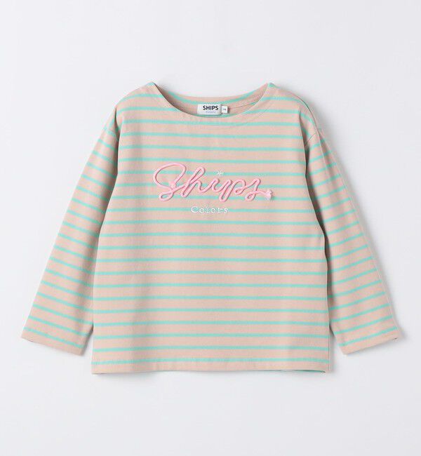SHIPS Colors 「SHIPS Colors:80～130cm /〈洗濯機可能〉ボーダー ロゴ 刺繍 ロンT」|Tシャツ・カットソー|